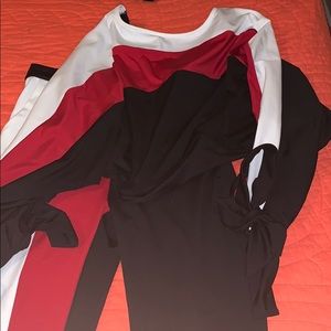2 piece red and black pants suit